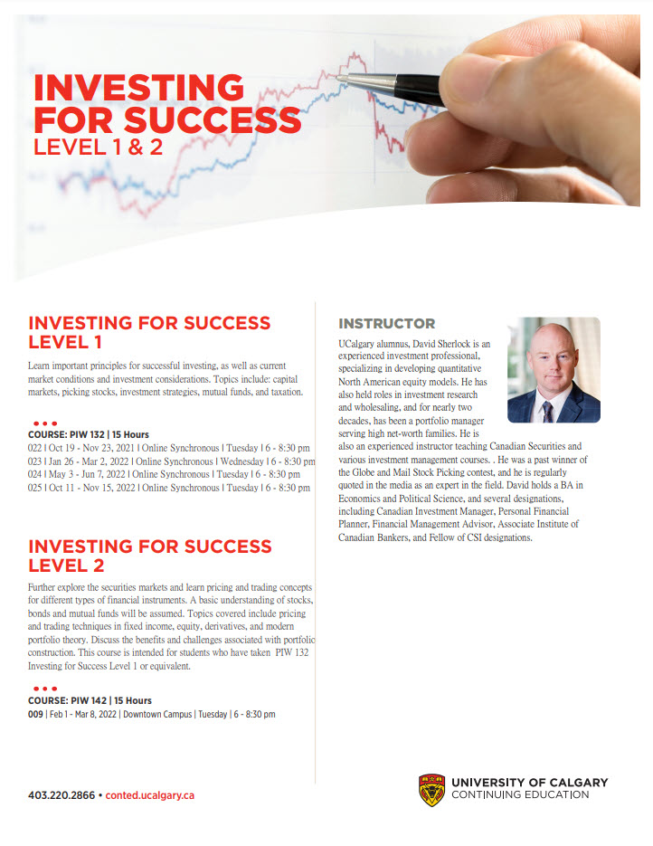 Flyer for Investing for Financial Wellness Course
